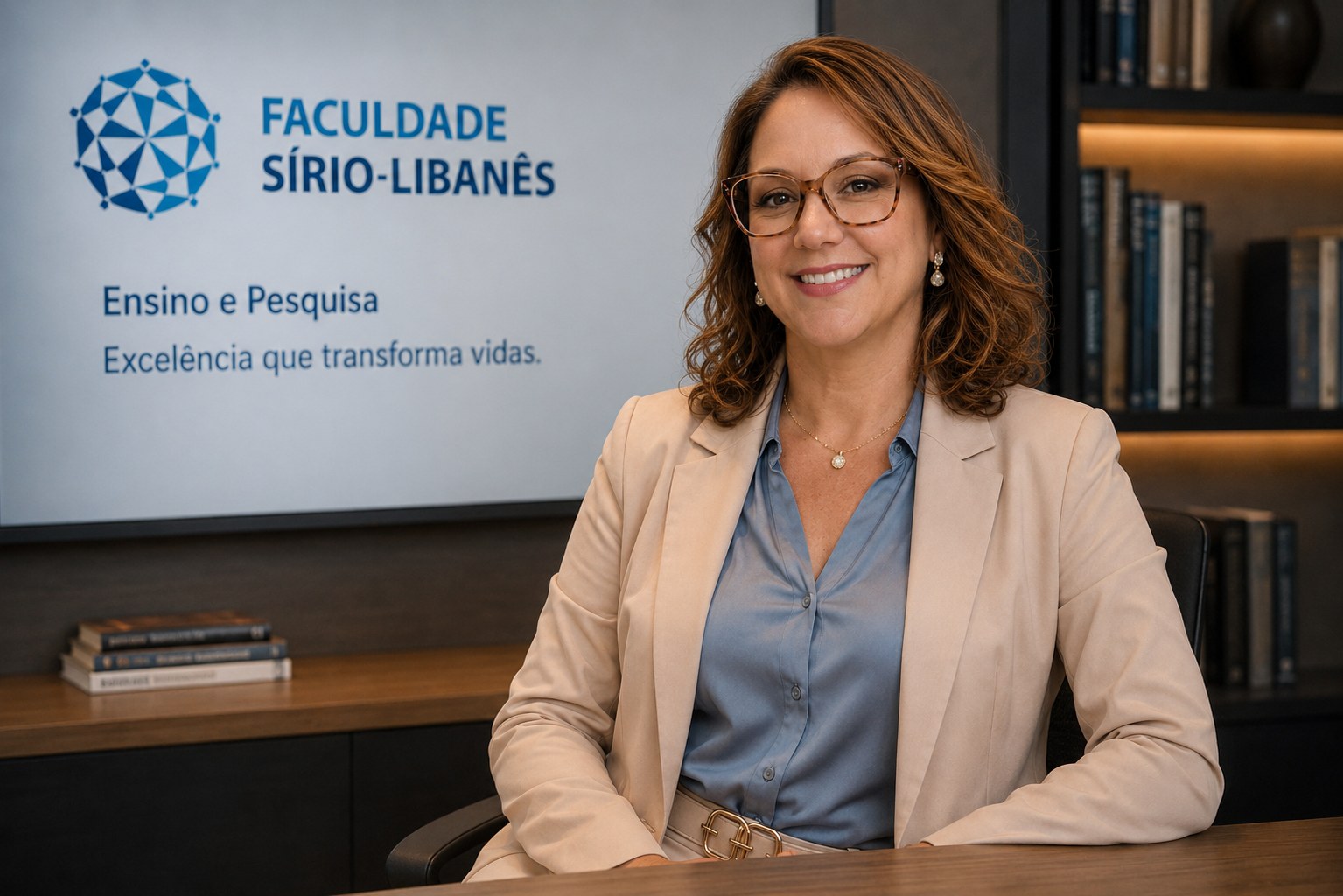 Retrato de Dra. Cármen Alvarez na Faculdade Sírio-Libanês